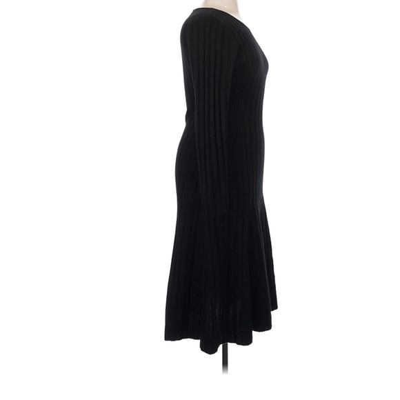 Quince Mongolian Cashmere Wide Ribbed Midi Dress in Black Size Large - Picture 4 of 8